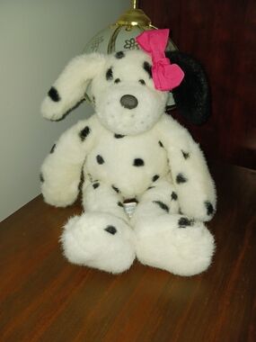 Vintage Build-A-Bear Dalmatian Plush with Pink Bow Stuffed Animal